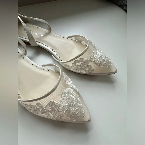 Bella Belle Alicia Ivory Lace Wedding Ballet Flats – Size 10 - Picture 4 of 9